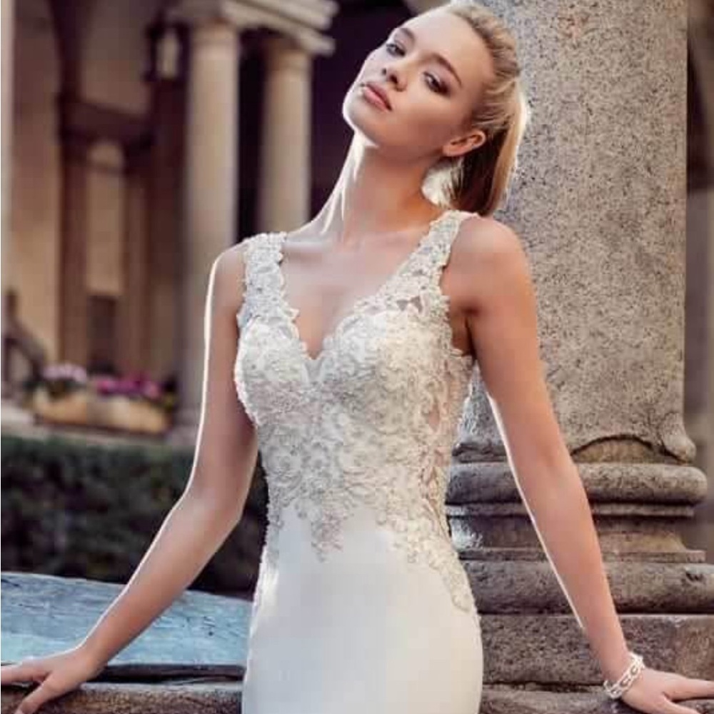 ✨ Eddy K Milano Collection Beaded Sheath Wedding Gown | Size 12 | Ivory ✨